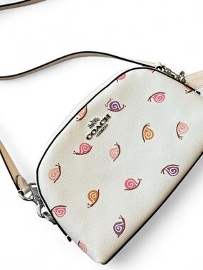 Coach Cream Leather Crossbody with Multicolor Snail Motif